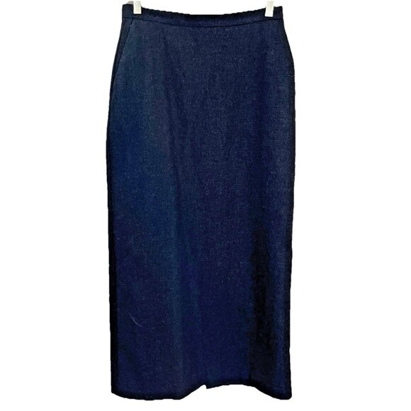 Vintage 90s Wool Blend Maxi Skirt Size 4 Charcoal Gray Italy Modest Minimalist - Picture 1 of 11